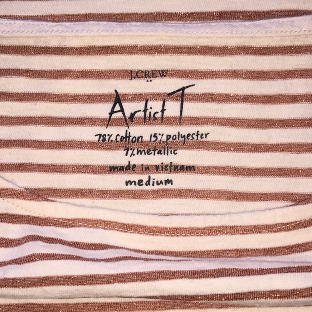 J. Crew Metallic Stripped “Artist T” Top Medium - Picture 7 of 8